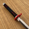 Demon Slayer Tanjiro Fire silver White V2 Cosplay Replica Premium Life Size Wooden Katana [104 CM] || DEMON SLAYER