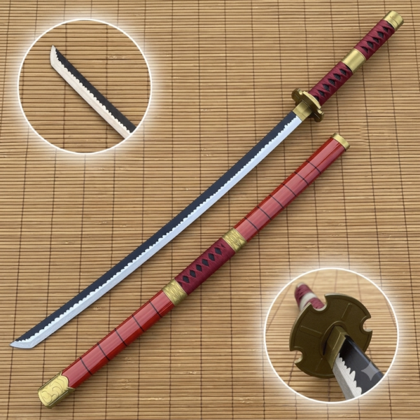 One Piece Red Sandai Kitetsu Zoro Cosplay Replica Premium Life Size Wooden Katana [104 CM] || ONE PIECE