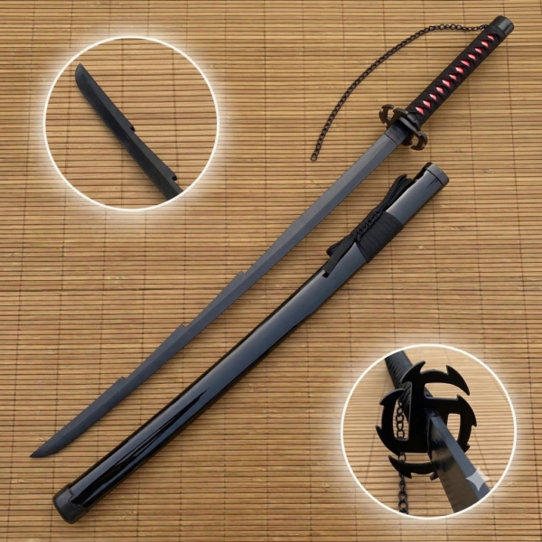 Bleach Ichigo Tensa Zangetsu V2 Cosplay Replica Premium Life Size Wooden Katana [104 CM] || BLEACH